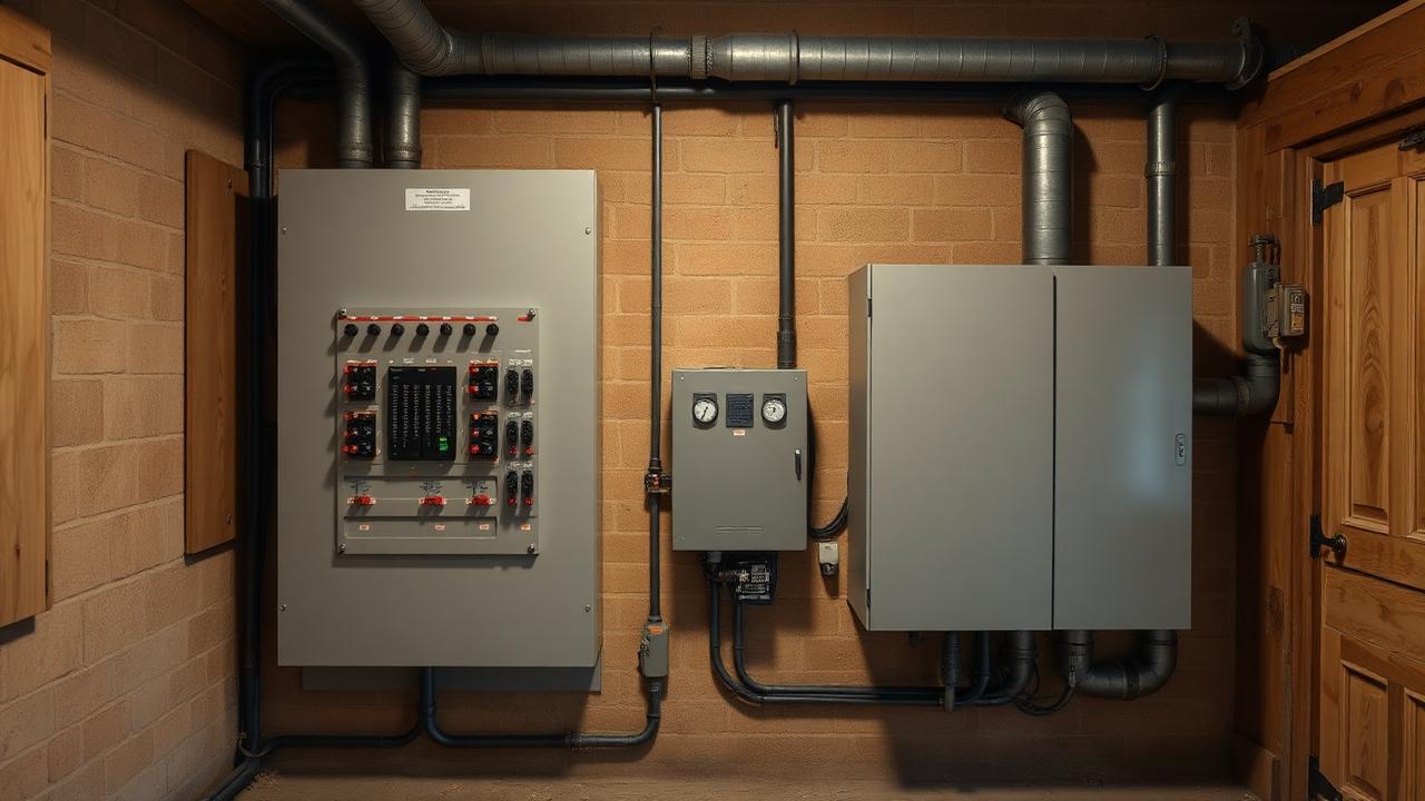Three-phase distribution board and supply cabinet inside a farm building