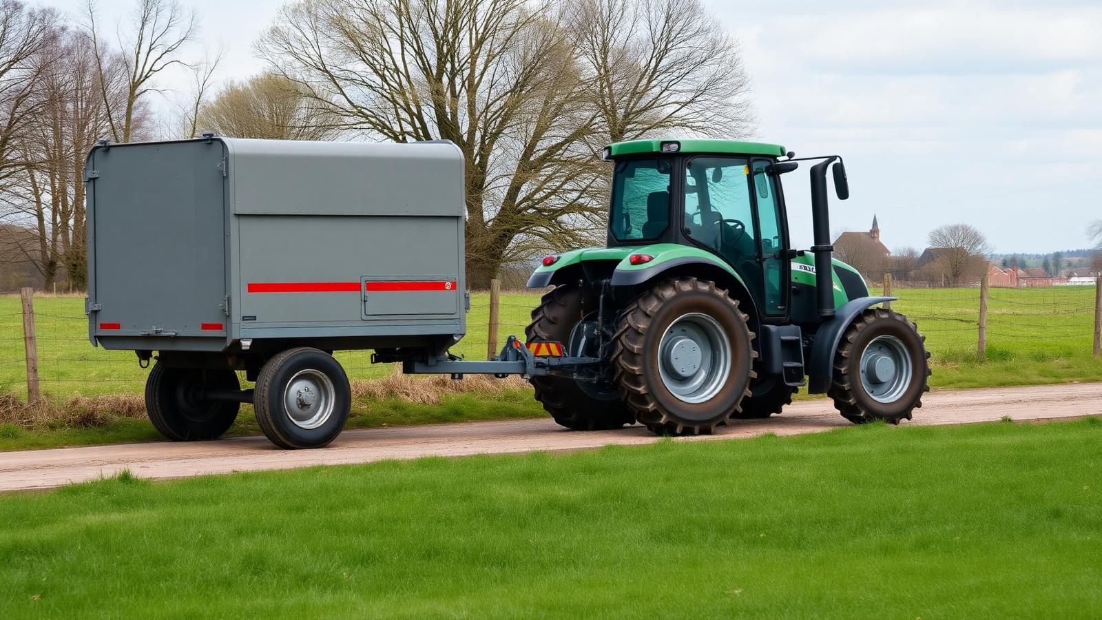 Electric tractor towing a generic agricultural trailer